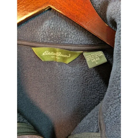 Eddie Bauer Polartec Navy Blue Fleece Full Zip Vest Size Large L Sleeveless - Picture 3 of 6
